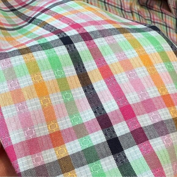 Thomas Dean Men’s Pink Plaid Contrast Cuffs Button Up Shirt Sz. 2XLT Pima Cotton - Picture 13 of 13